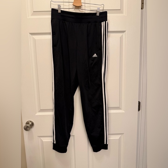 Adidas Unisex Black Sweatpants with White Stripes Track Star - Picture 3 of 8